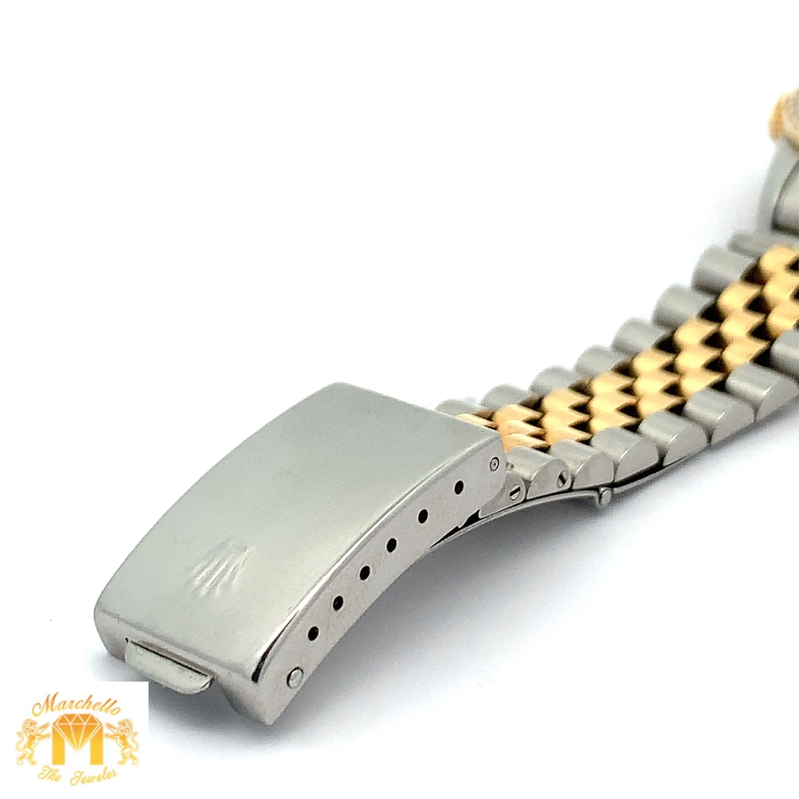 36mm Rolex Datejust Watch with Two-Tone Jubilee Bracelet (red dial with diamond Roman numerals)