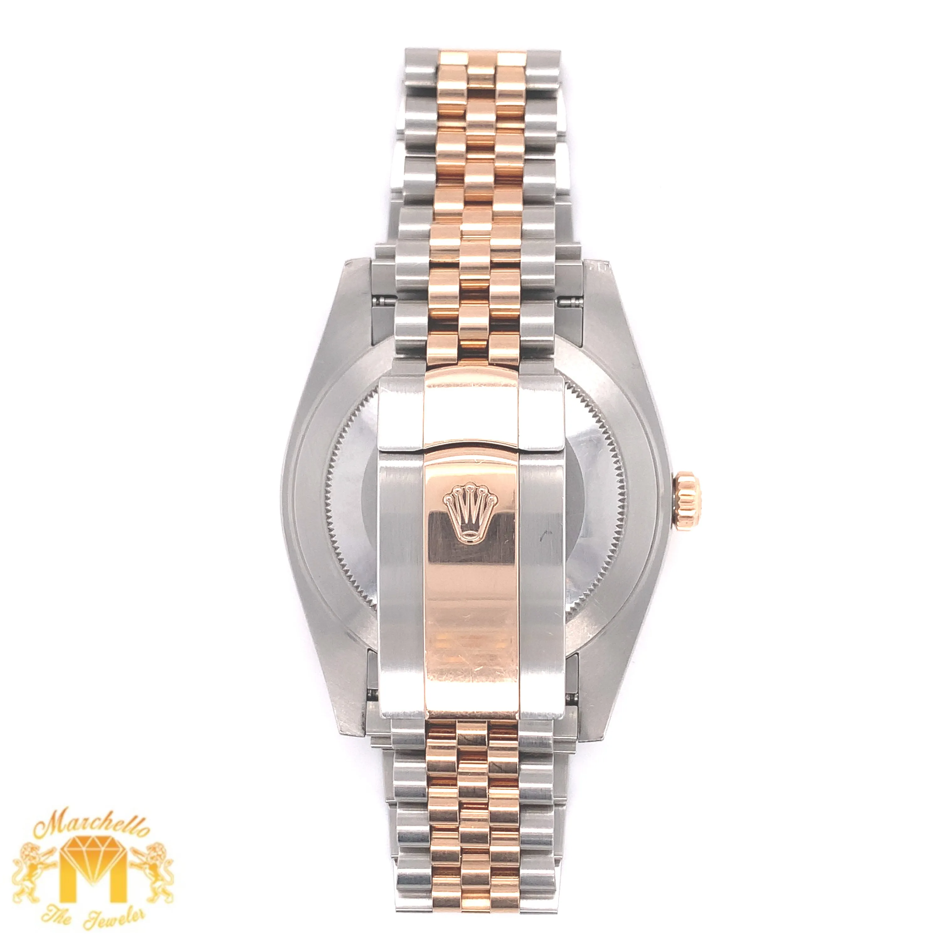 41mm Rolex Datejust 2 Watch with Two-tone Jubilee Bracelet (fluted bezel, rose gold, factory sundust diamond dial)