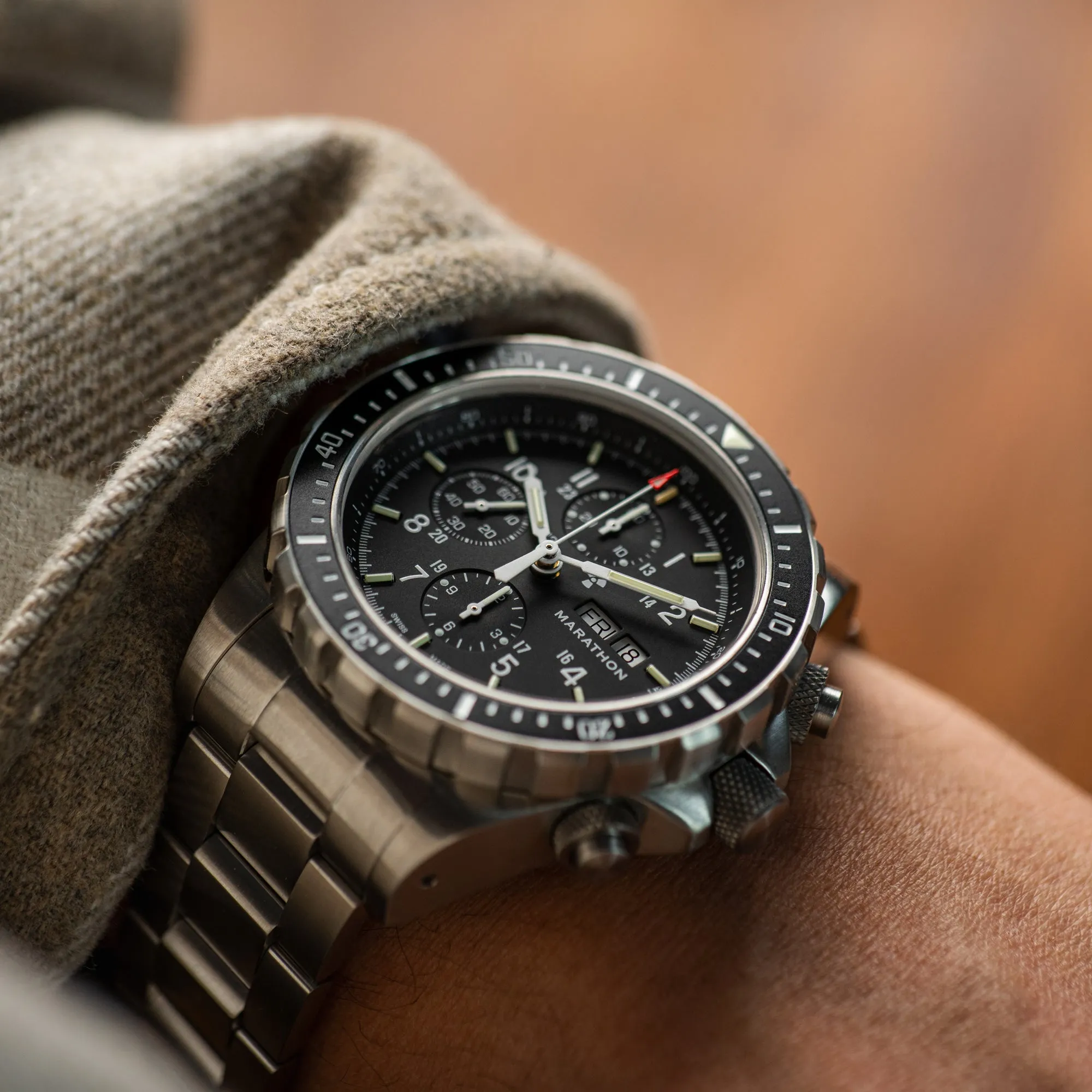 46mm Jumbo Diver/Pilot's Automatic Chronograph (CSAR) with Stainless Steel Bracelet