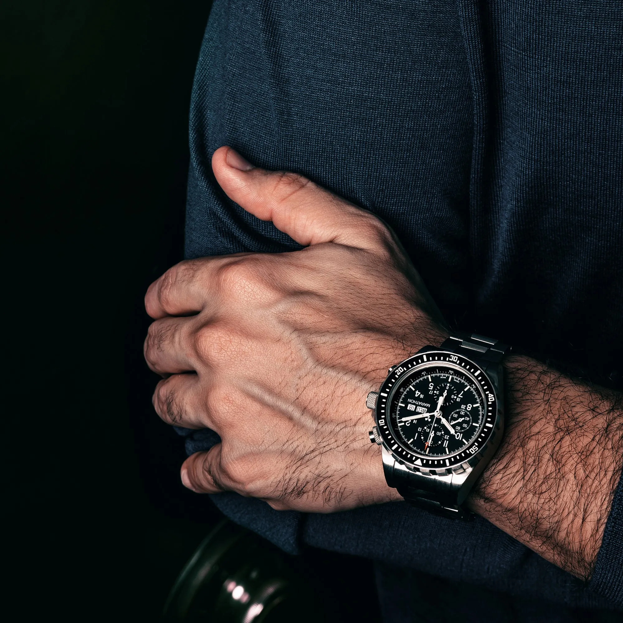 46mm Jumbo Diver/Pilot's Automatic Chronograph (CSAR) with Stainless Steel Bracelet