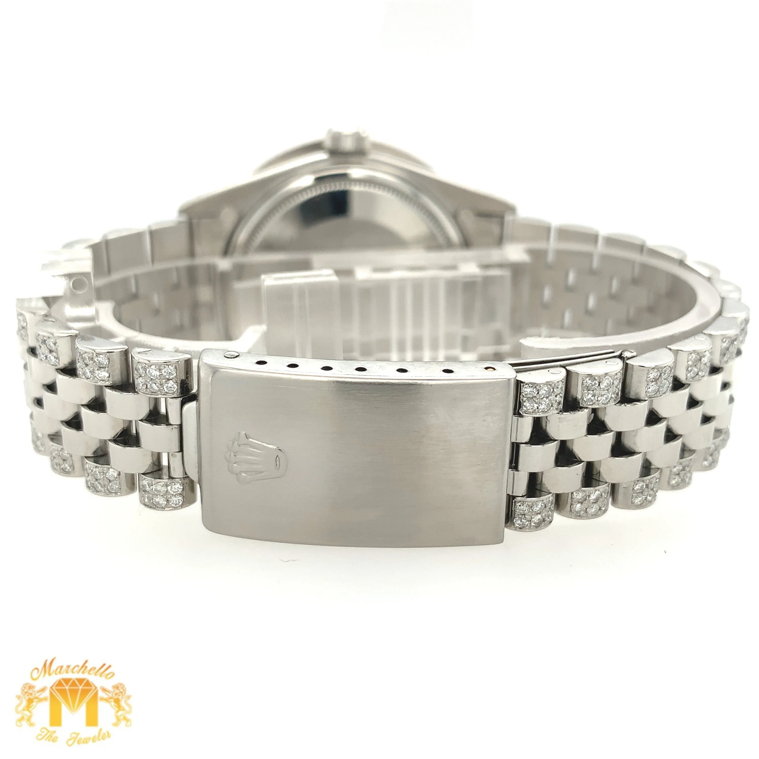 5.5ct Diamond Rolex Datejust Watch with Stainles Steel Jubilee Bracelet (quick-set, 2 row diamond bezel)