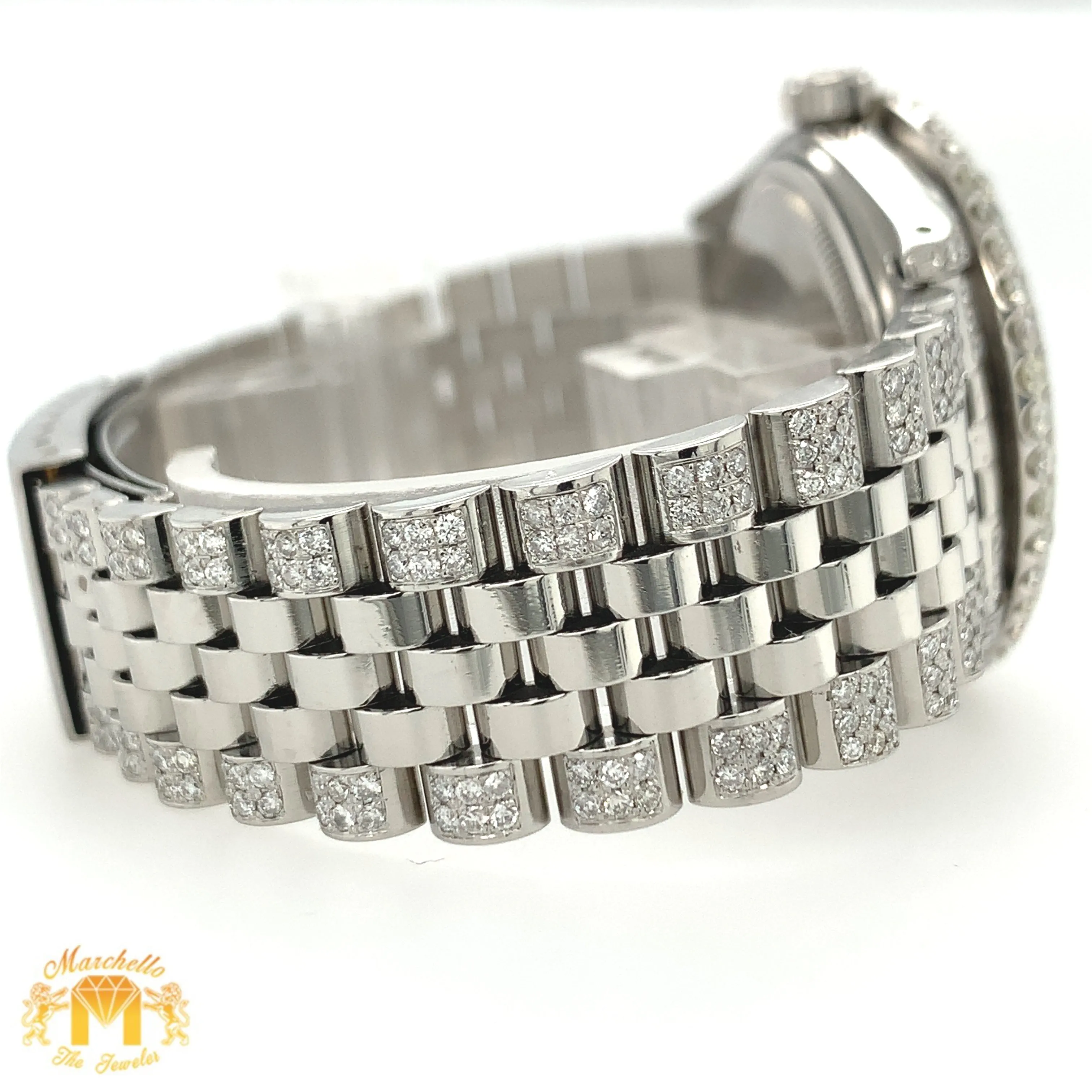 5.5ct Diamond Rolex Datejust Watch with Stainles Steel Jubilee Bracelet (quick-set, 2 row diamond bezel)