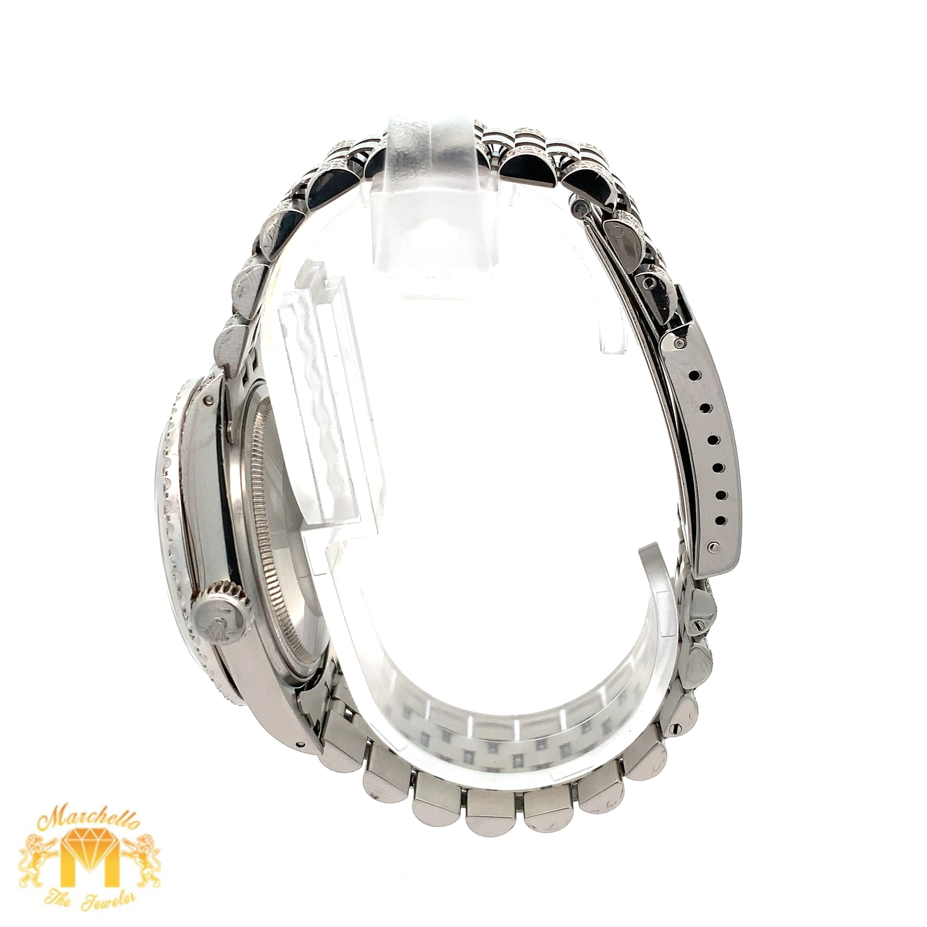7ct Diamond Iced out 36mm Rolex Watch with Stainless Steel Jubilee Bracelet