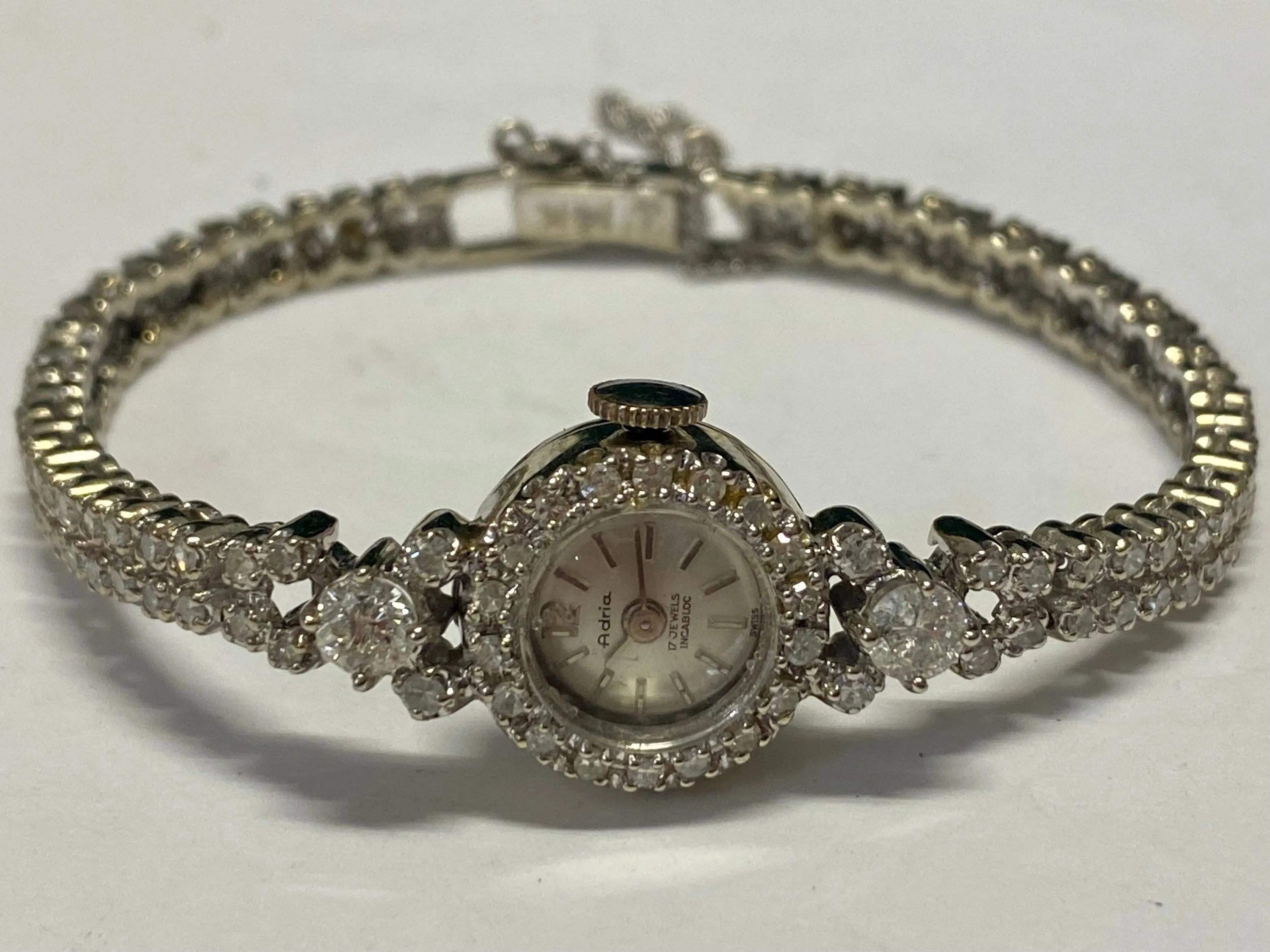 ADRIA Vintage 1930's Ladies Mechanical 14K White Gold Wristwatch- $25K APR w/COA