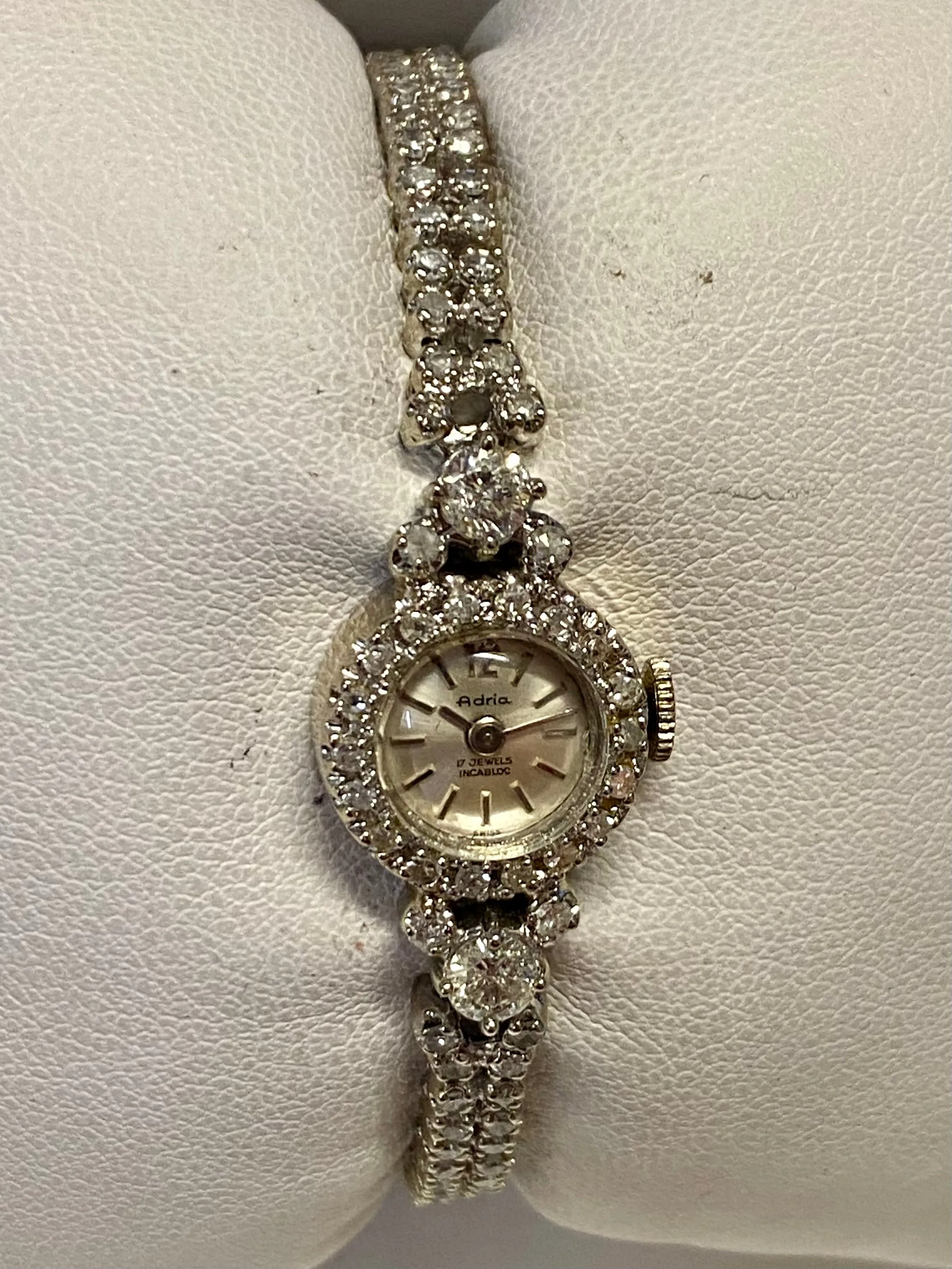 ADRIA Vintage 1930's Ladies Mechanical 14K White Gold Wristwatch- $25K APR w/COA