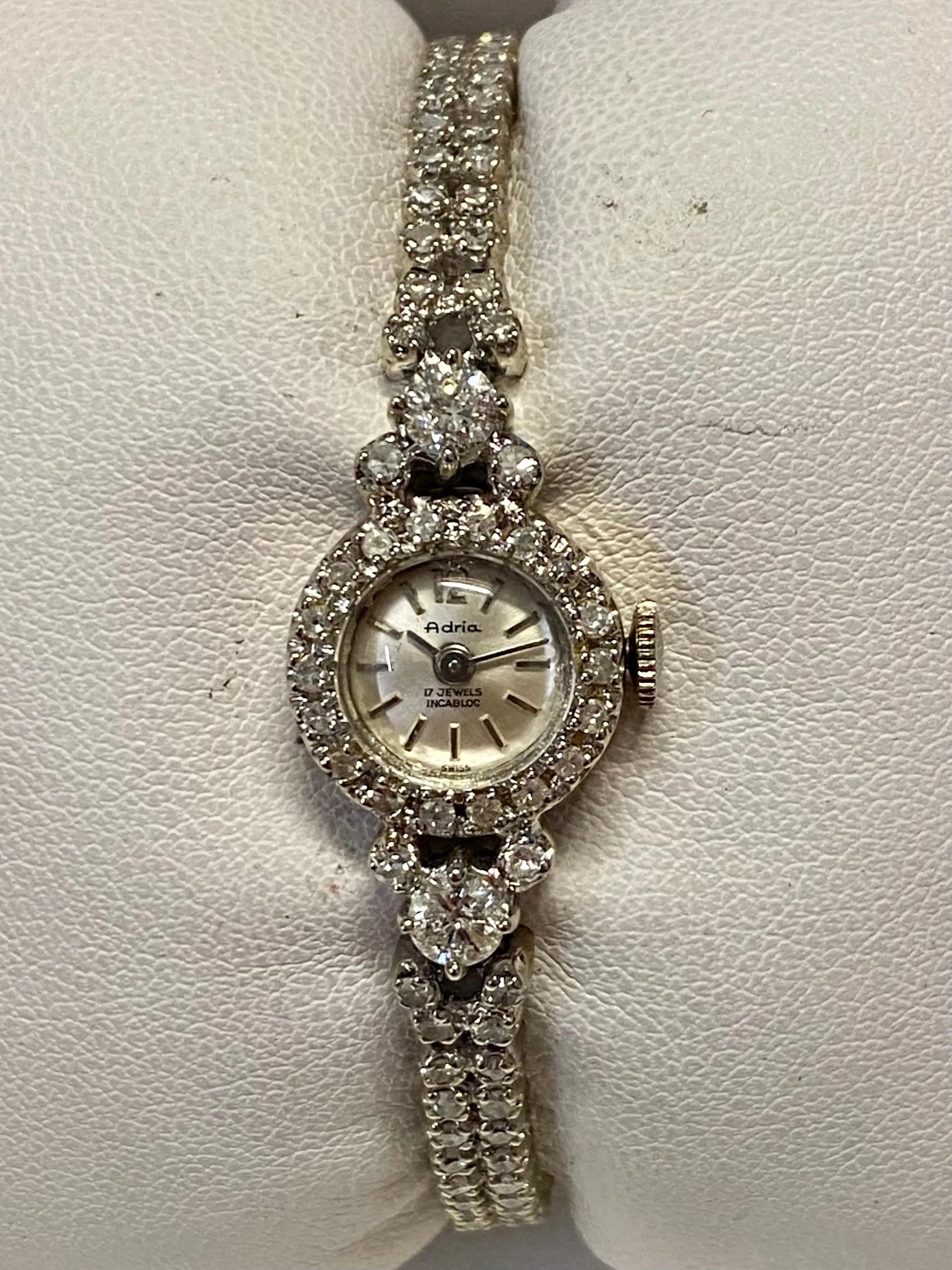 ADRIA Vintage 1930's Ladies Mechanical 14K White Gold Wristwatch- $25K APR w/COA