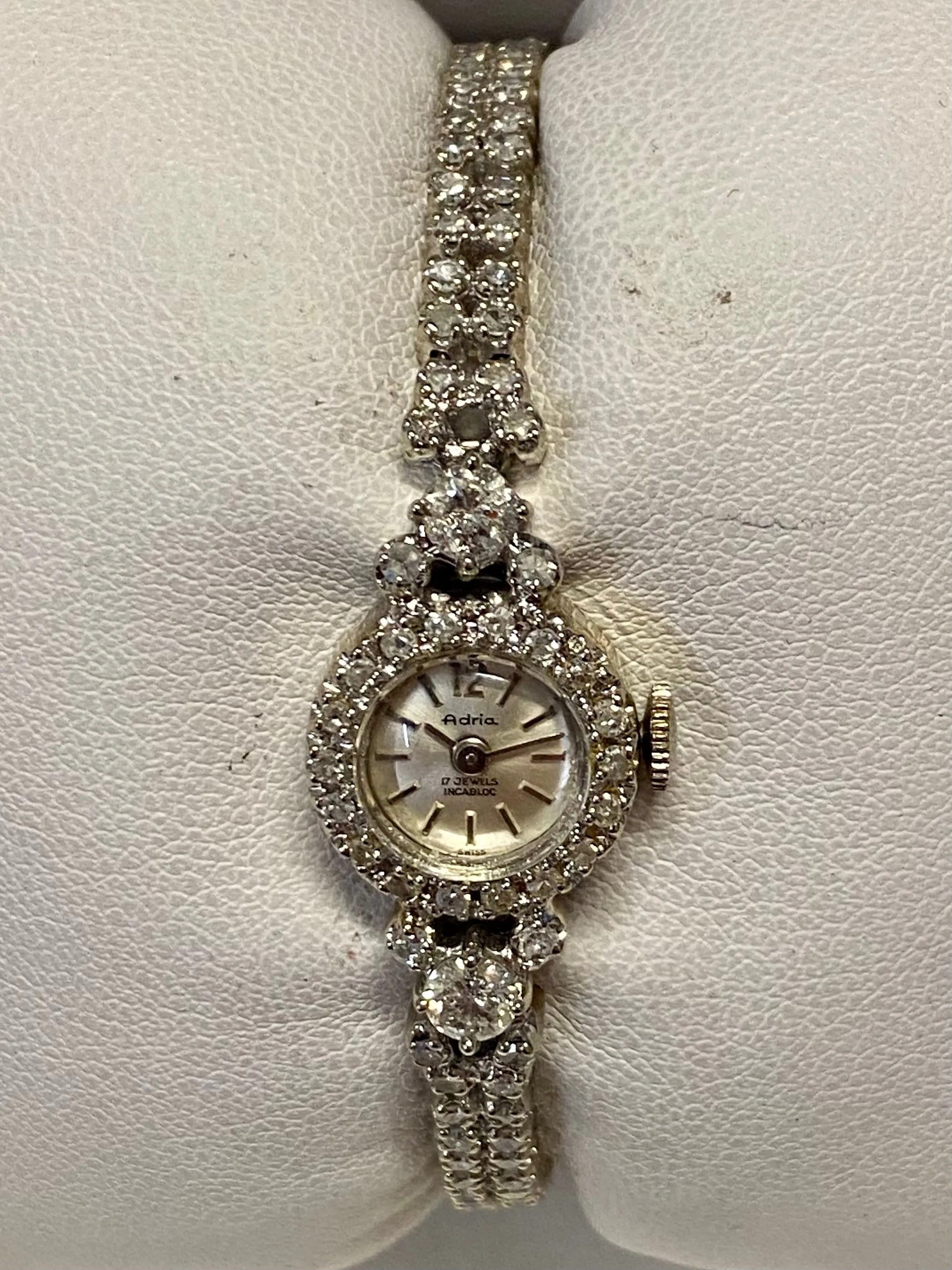 ADRIA Vintage 1930's Ladies Mechanical 14K White Gold Wristwatch- $25K APR w/COA