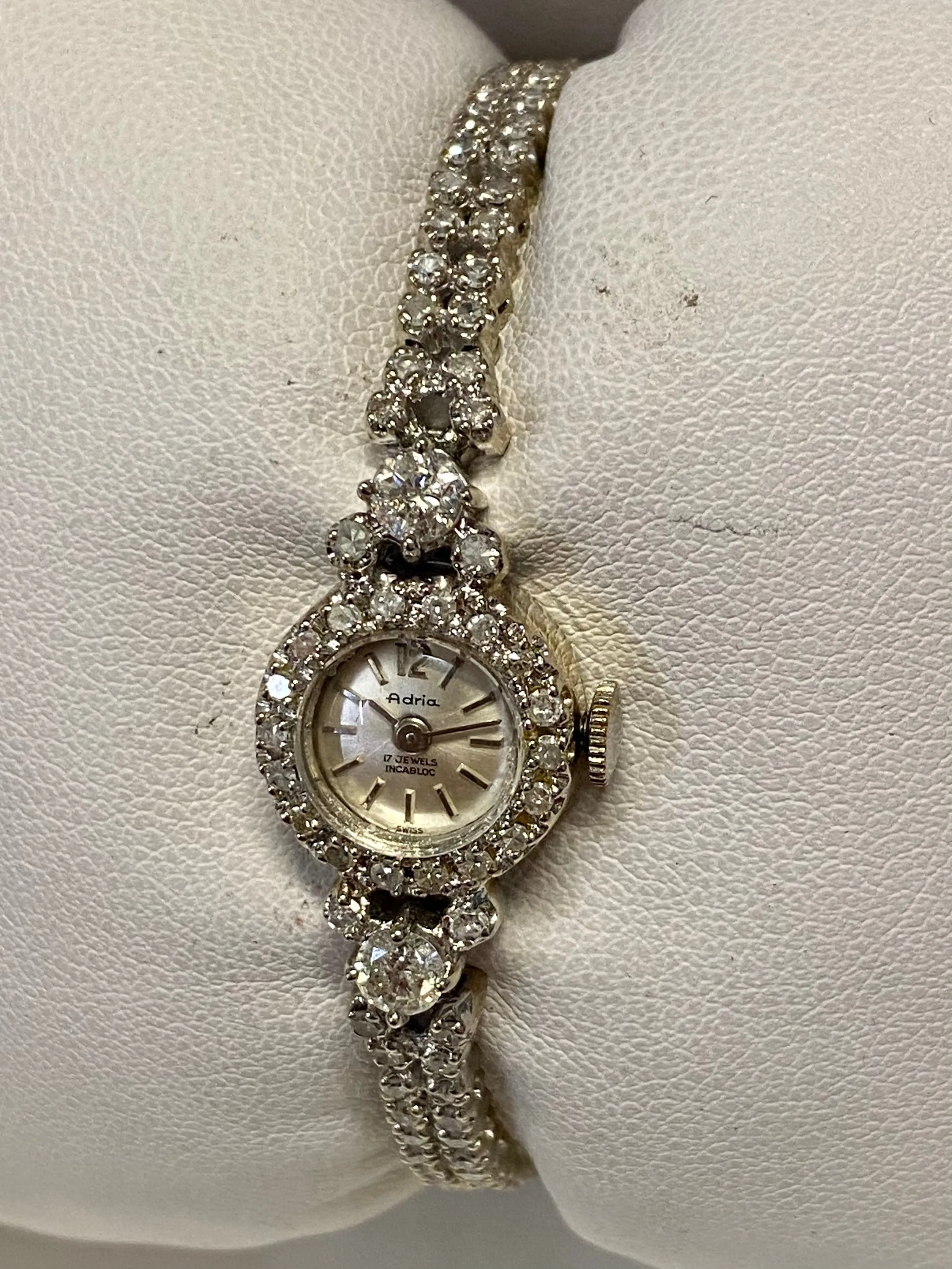 ADRIA Vintage 1930's Ladies Mechanical 14K White Gold Wristwatch- $25K APR w/COA