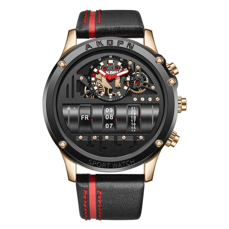 AKDPN Luxury Style Automatic Watch Leather Strap Chronograph Watch For Men A9022