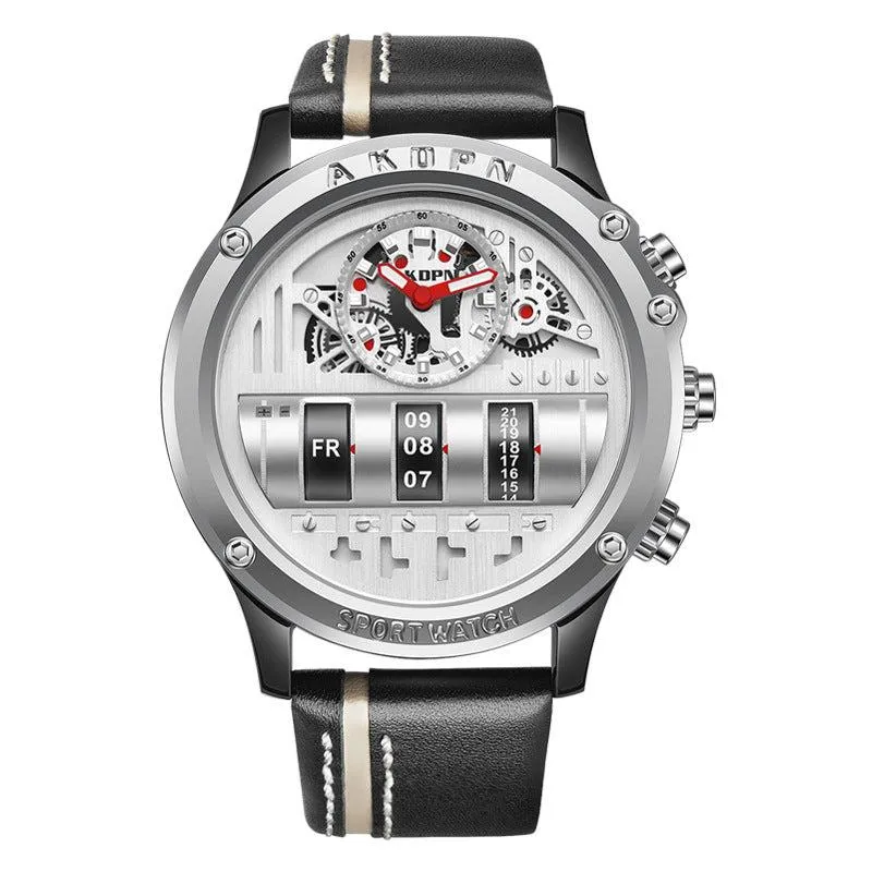 AKDPN Luxury Style Automatic Watch Leather Strap Chronograph Watch For Men A9022