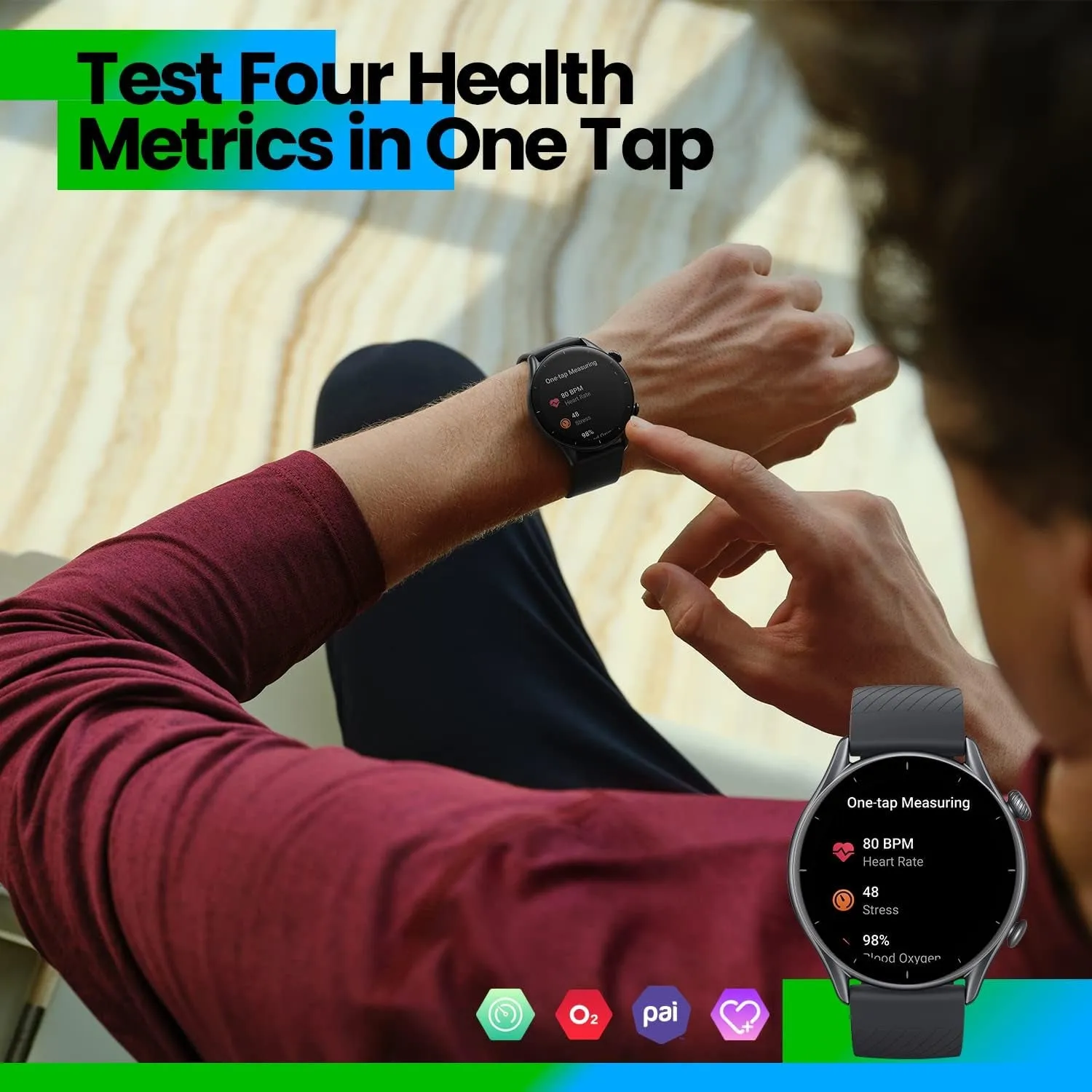 Amazfit Smartwatch GTR 3 46Mm Mit Gesundheitsüberwachung, Spo2, Zyklusüberwachung, GPS Sportuhr Mit 150  Sportmodi, 21 Tage Akku, Alexa Für Herren Damen, Schwarz, Einheitsgröße