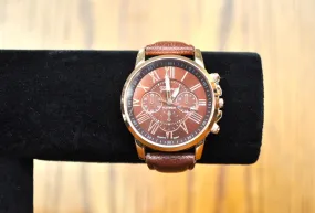 Antique Geneva Platinum Leather Watch  - Vintage Platinum Geneva Wrist Watch - Does Not Work!