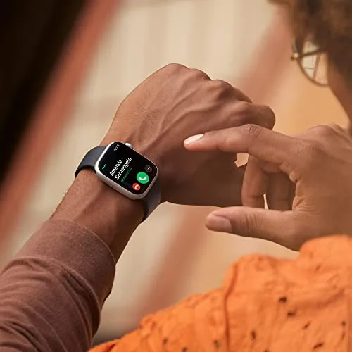 Apple Watch Series 8 [GPS 45mm] Smart Watch w/Silver Aluminum Case with White Sport Band - M/L. Fitness Tracker, Blood Oxygen & ECG Apps, Always-On Retina Display, Water Resistant