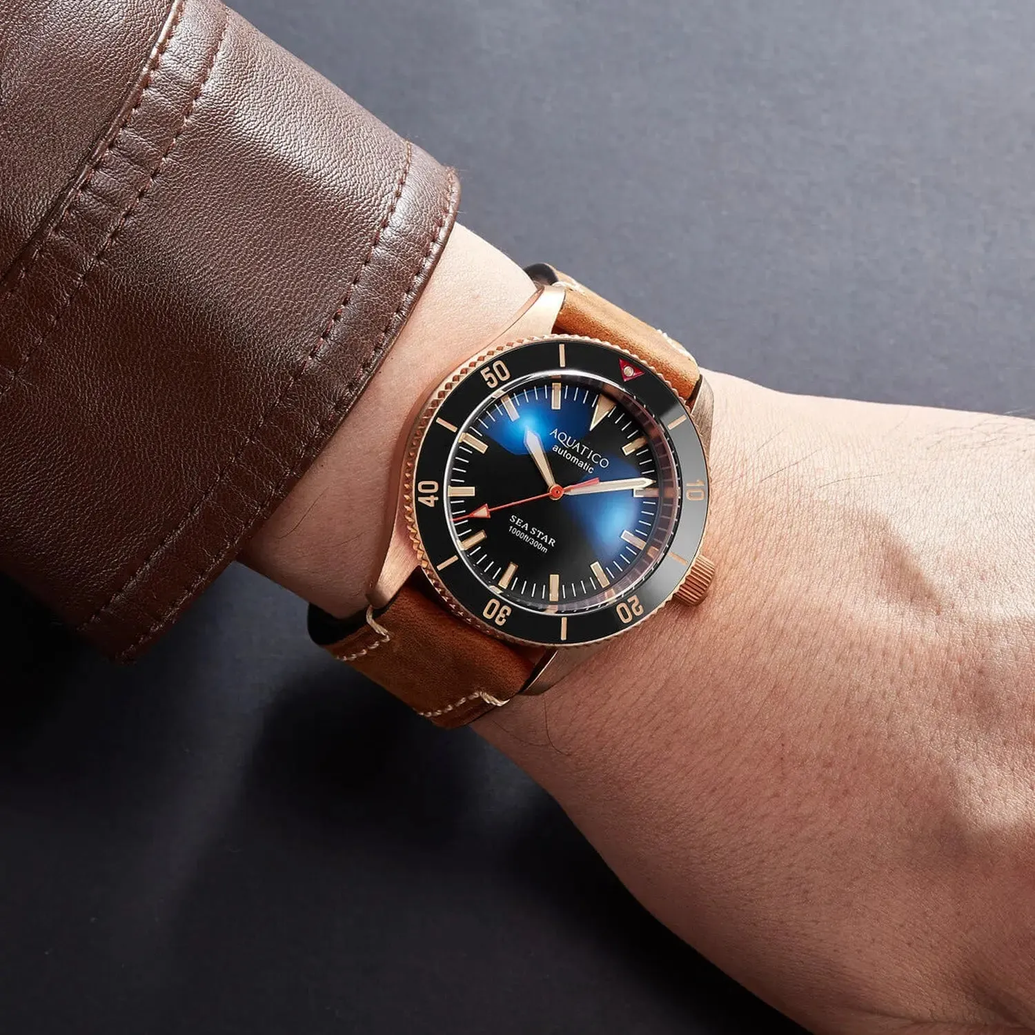 Aquatico Bronze Sea Star Black Dial Watch (NH35 No Date)