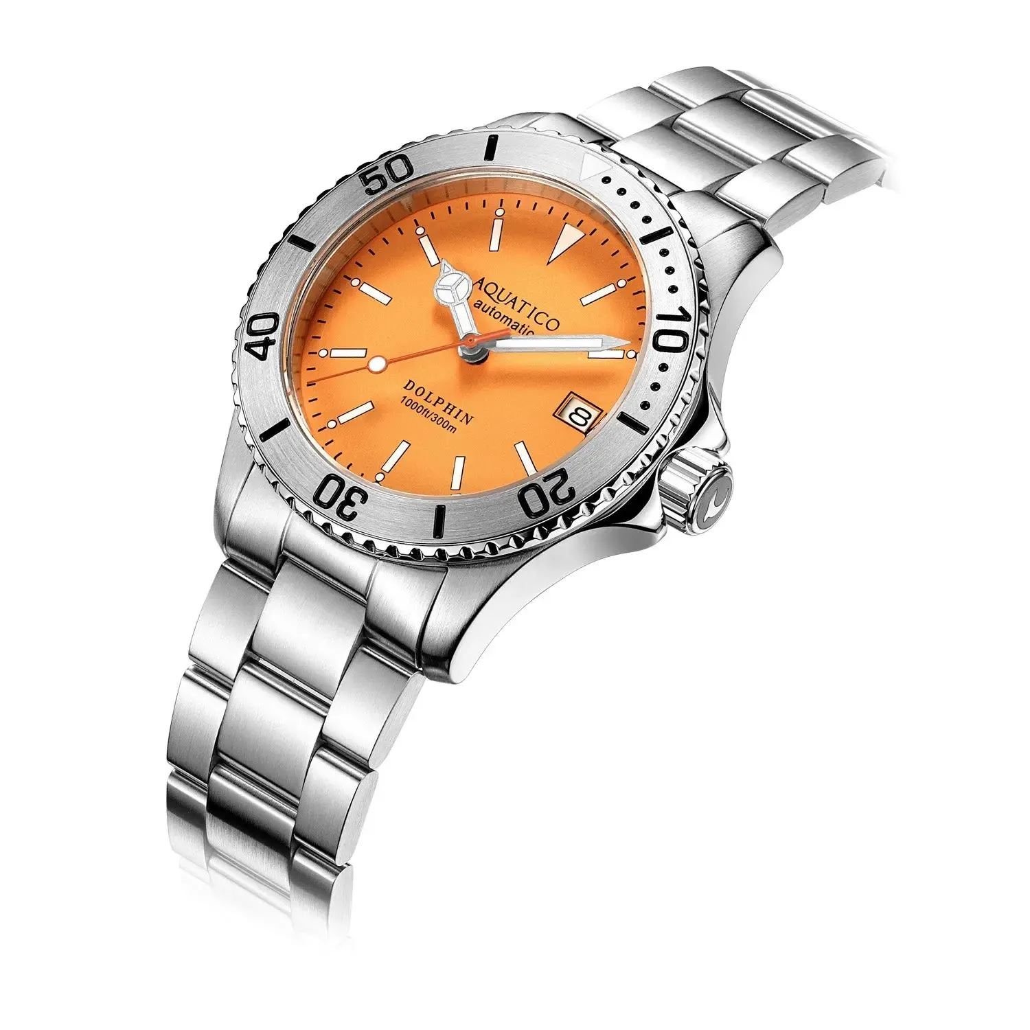 Aquatico Dolphin 38mm Orange Dial Watch