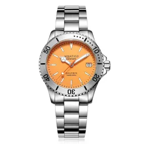 Aquatico Dolphin 38mm Orange Dial Watch