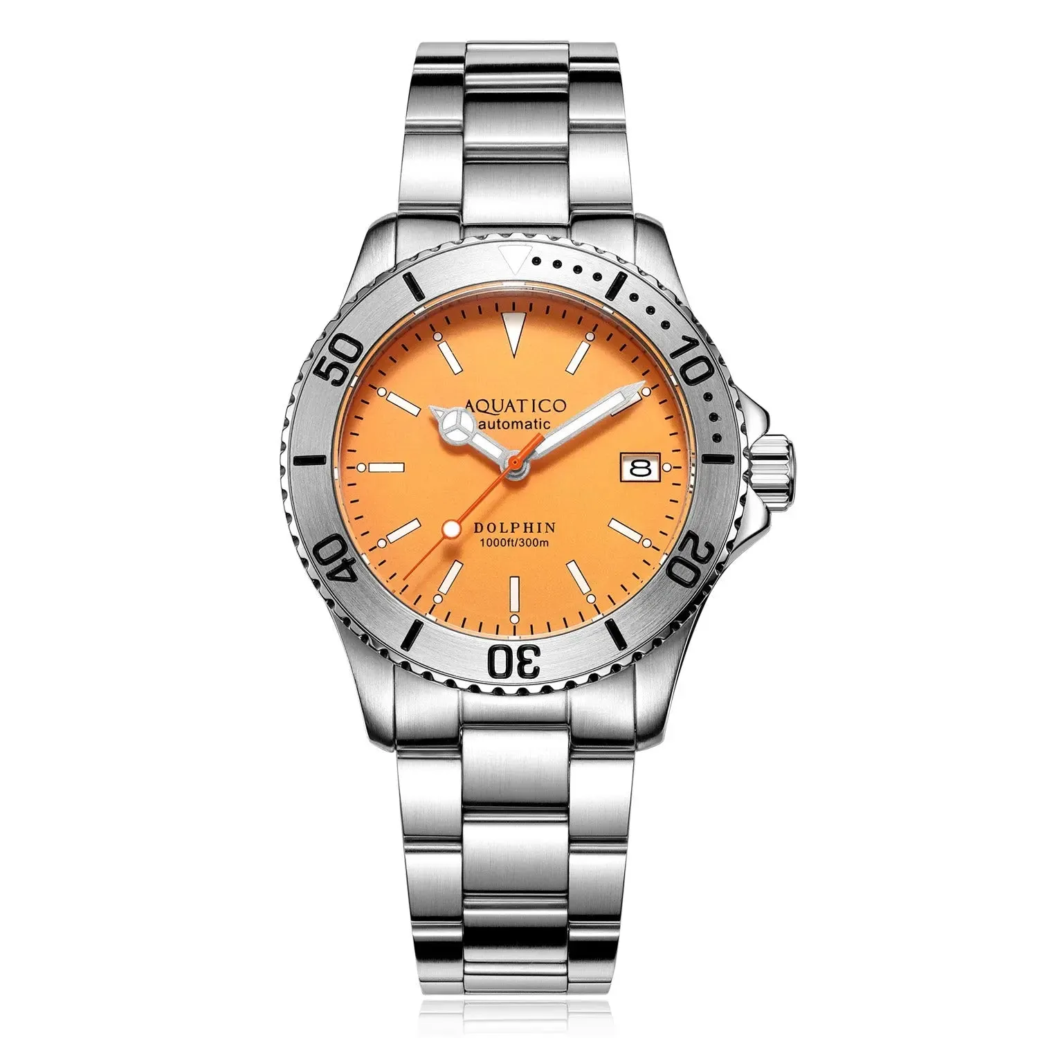 Aquatico Dolphin 38mm Orange Dial Watch