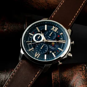 ARIES GOLD BELFAST MOON G 7013 S-BU MEN'S LEATHER WATCH