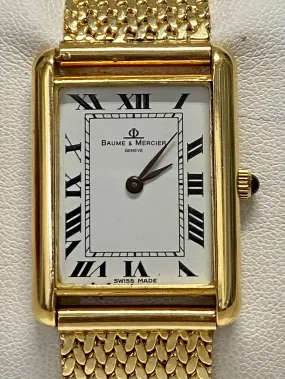 BAUME & MERCIER Men's 18K YG Cartier Tank Style Wristwatch - $30K APR w/ COA!!!!