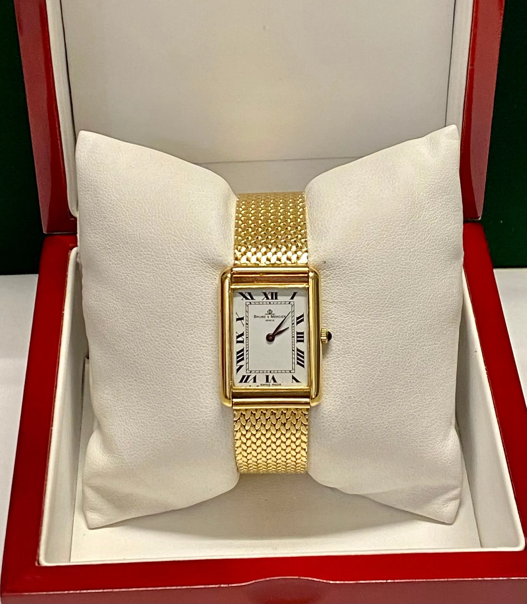 BAUME & MERCIER Men's 18K YG Cartier Tank Style Wristwatch - $30K APR w/ COA!!!!