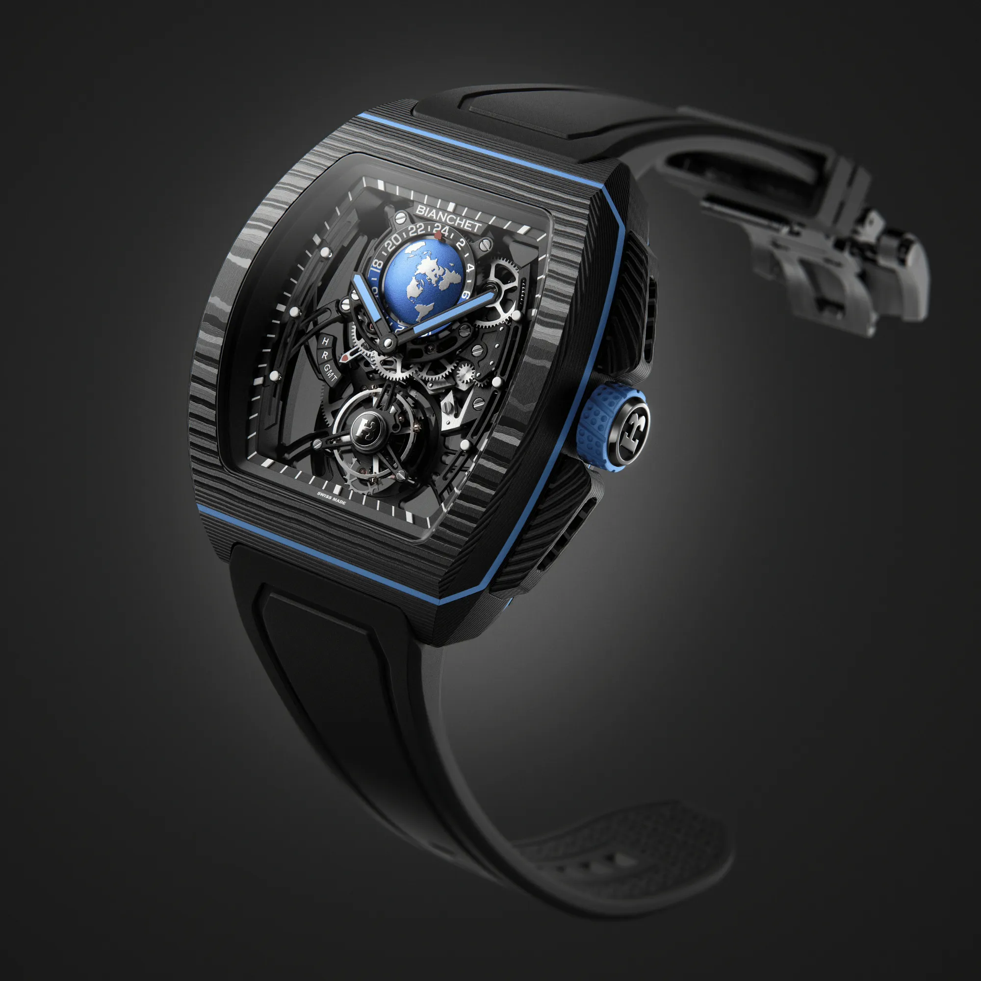 Bianchet Flying Tourbillon Sport GMT - Carbon Sky Blue