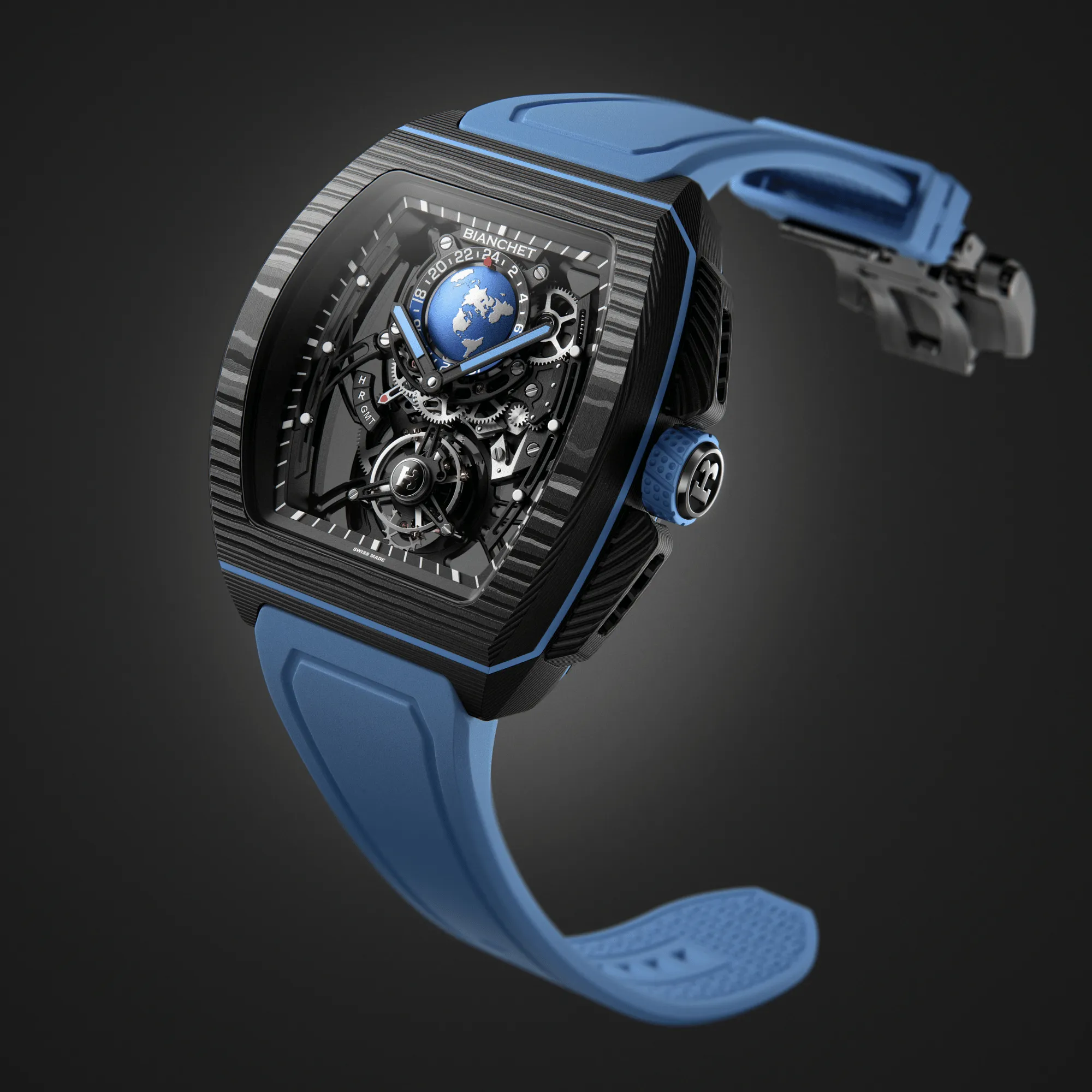 Bianchet Flying Tourbillon Sport GMT - Carbon Sky Blue