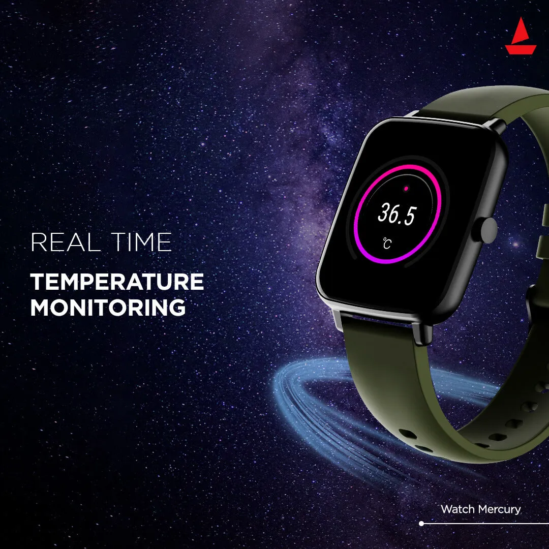 boAt Watch Mercury | Premium Smart Watch with Alexa Built-in, 1.69" (4.29 cm) Inch Big Square Display,15 Watch Faces
