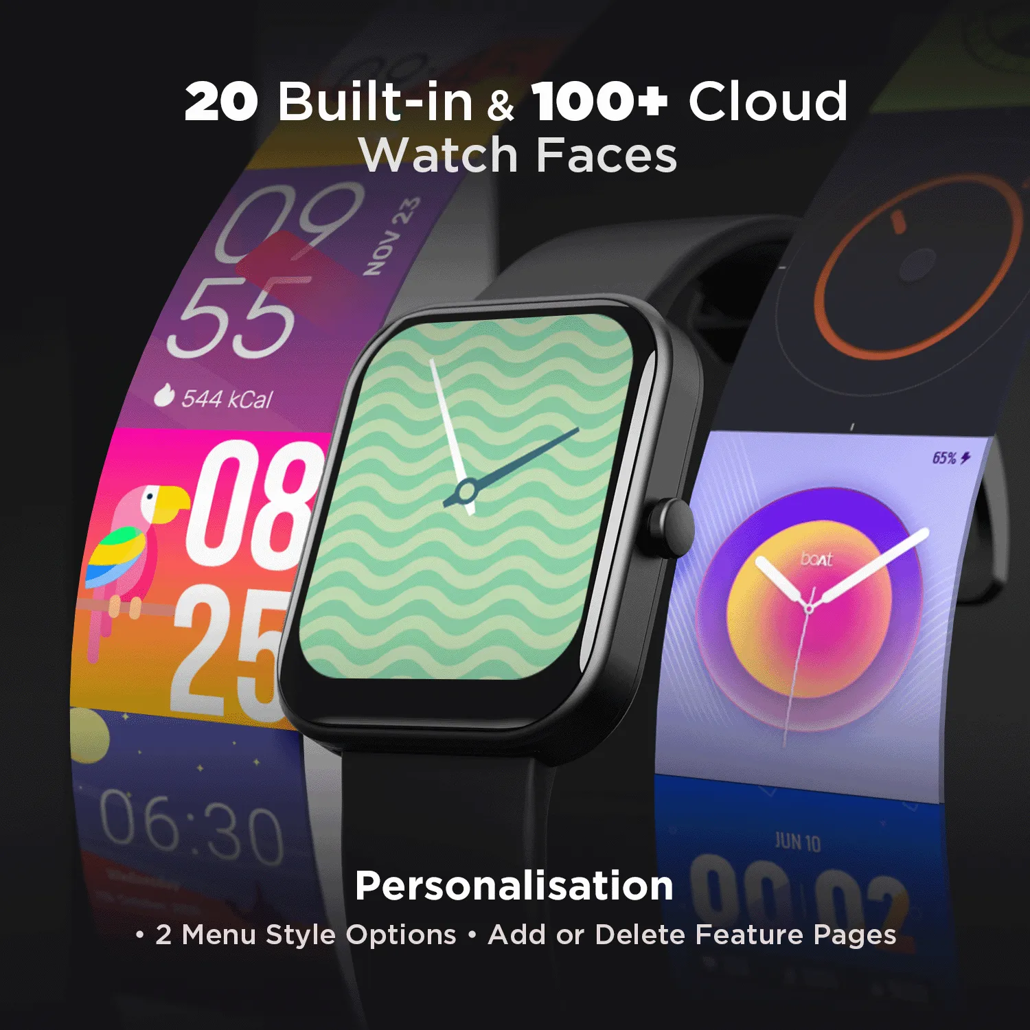 boAt Wave Arcade | 1.81" (4.59 cm) Display Bluetooth Calling Smart Watch with 100  Sports Modes, Save up to 50 contacts, IP68 Dust and Water Resistance