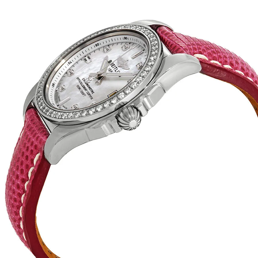 Breitling Galactic 36 Mother of Pearl Diamond Dial Ladies Leather Watch A7433053-A780LIZT