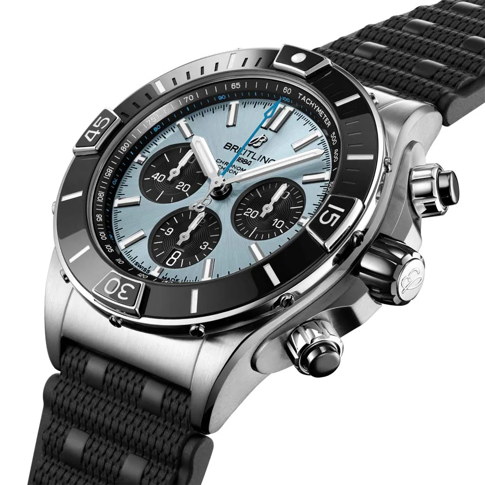 Breitling Super Chronomat B01 44mm Blue Dial Steel & Platinum Automatic Chronograph Gents Watch PB0136251C1S1