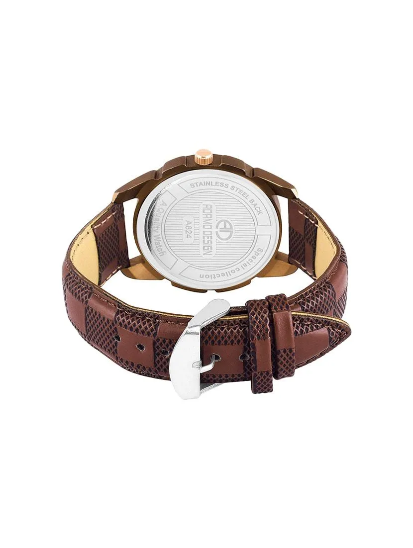 Brown Round Dial Analog Watch