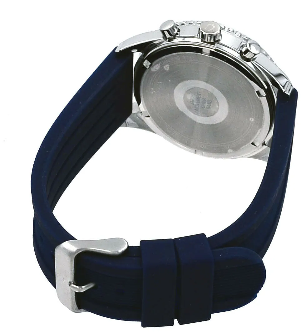 Bulova 96A260 Blue Silicone Band Blue Dial Chronograph Sports Men Watches