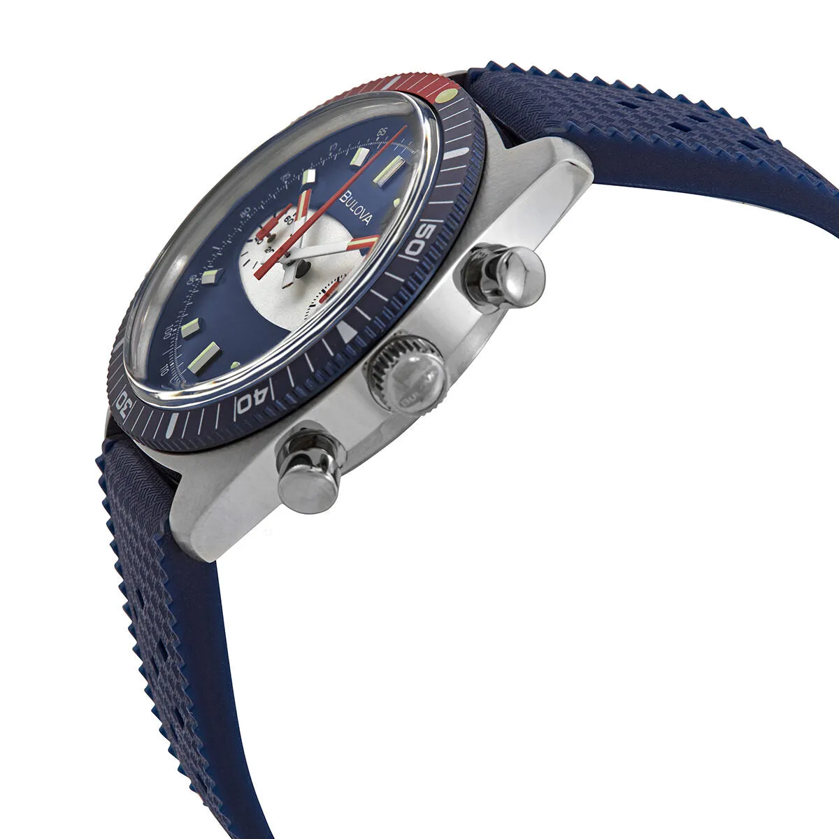 Bulova Chronograph Quartz Blue Dial Pepsi Bezel Men's Watch 98A253