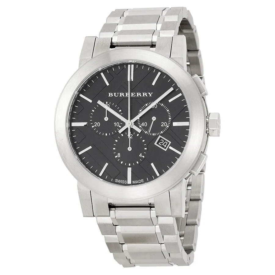 Burberry Black Dial Chronograph Stainless Steel Men's Watch BU9351