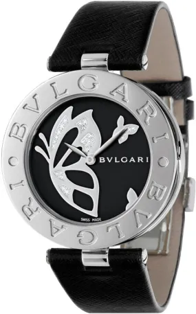 Bvlgari B.Zero1 Black Diamond Butterfly Dial Leather Ladies Watch BZ35BDSL