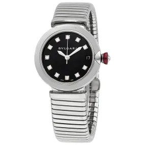 Bvlgari LVCEA Tubogas Black Lacquered Diamond Dial Automatic Ladies Watch 102953