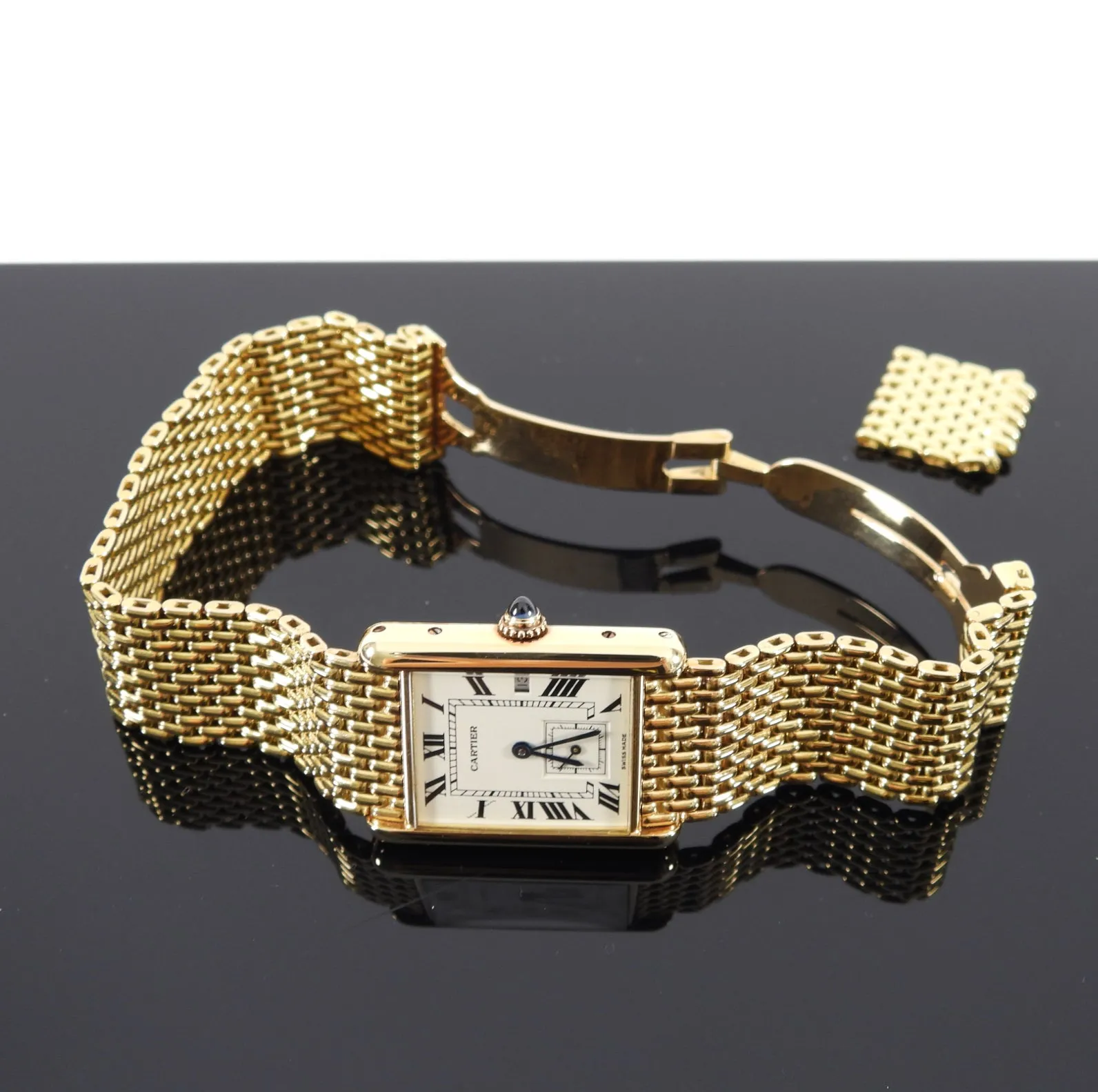 Cartier 18k Yellow Gold Tank Louis Grain de Riz Watch