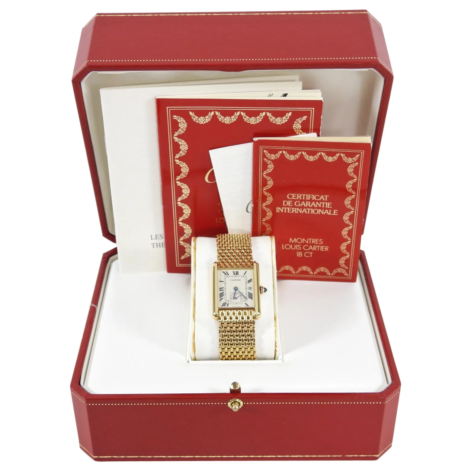 Cartier 18k Yellow Gold Tank Louis Grain de Riz Watch