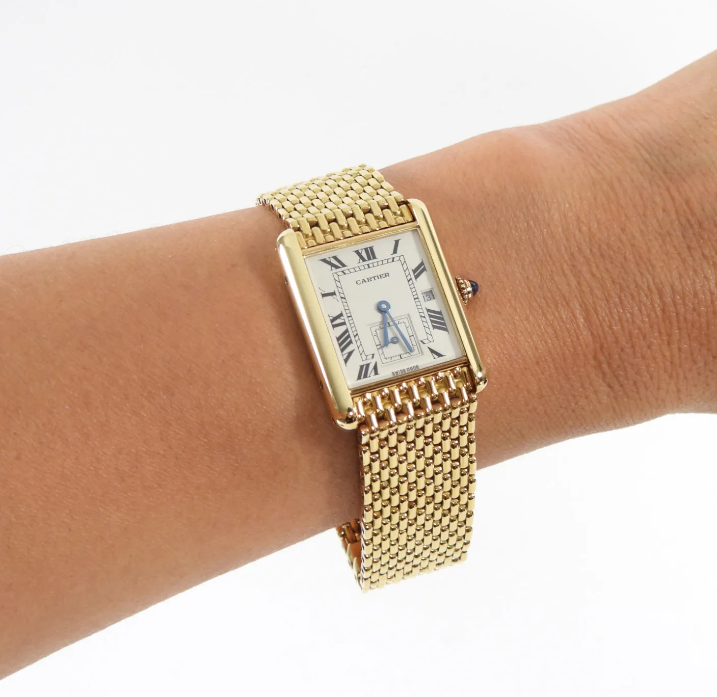 Cartier 18k Yellow Gold Tank Louis Grain de Riz Watch