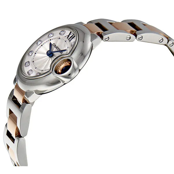 Cartier Ballon Bleu Silver Dial Steel and 18kt Rose Gold Ladies Watch WE902030