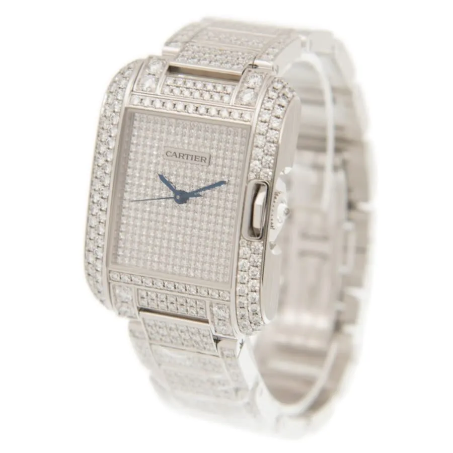 Cartier Tank Anglaise Diamond Pave 18kt White Gold Automatic Men's Watch HPI00561