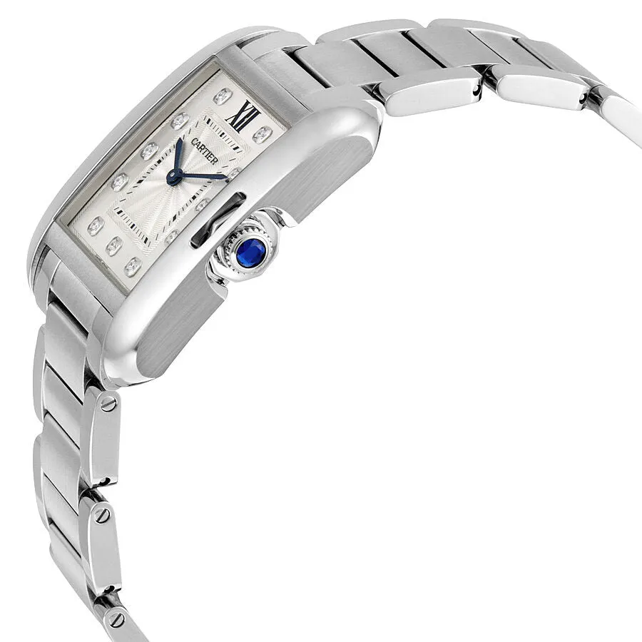 Cartier Tank Anglaise Silver Dial Diamond Ladies Watch W4TA0004
