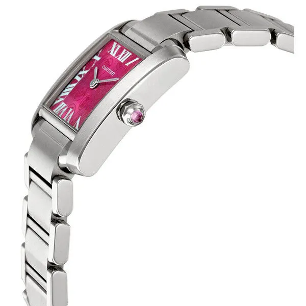 Cartier Tank Francaise Limited Edition Steel Raspberry Ladies Watch W51030Q3