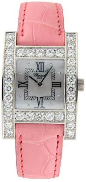 Chopard H Diamond 18kt White Gold Pink Ladies Watch 13/6621