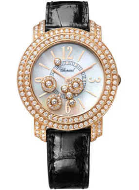 Chopard Happy Diamond Mother of Pearl Dial Black Leather Ladies Watch 209274-5001