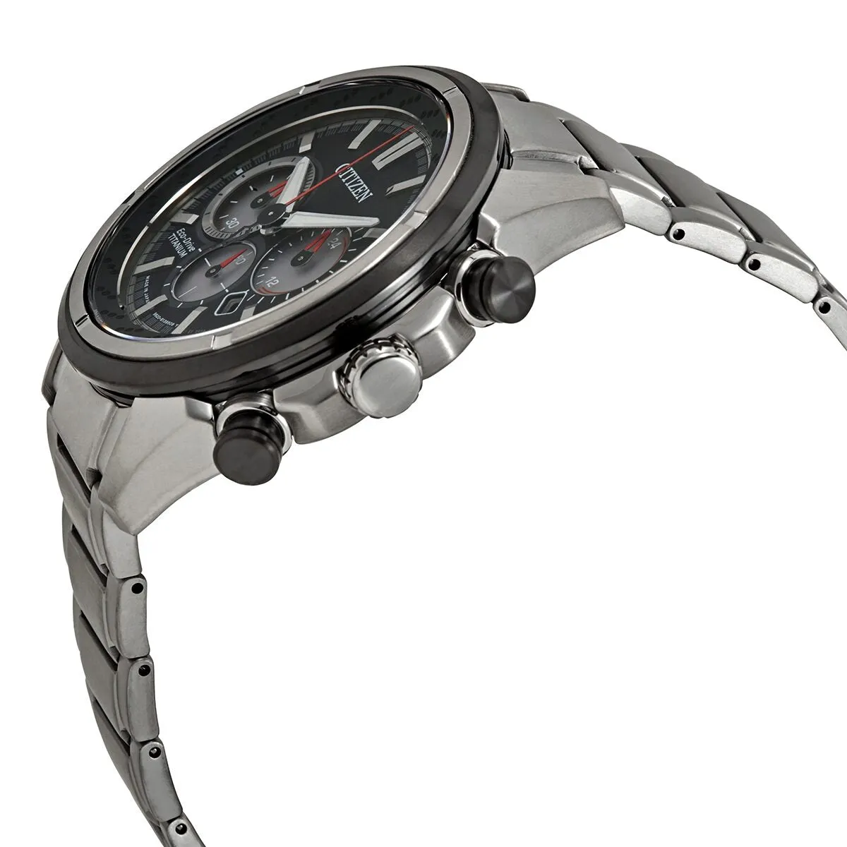 Citizen Black Dial Eco-Drive Super Titanium Chronograph Watch CA4241-55E