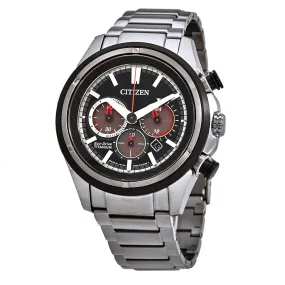 Citizen Black Dial Eco-Drive Super Titanium Chronograph Watch CA4241-55E