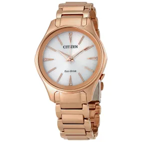 Citizen Modena White Dial Rose Gold-tone Ladies Watch EM0593-56A