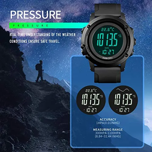 Compass Digital Sport Wrist Watches for Men with Large Dial