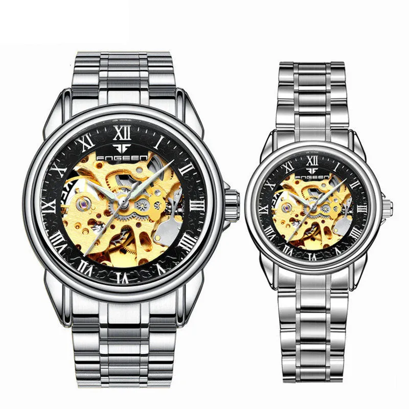 Couple Steel Mechanical Wrist Watch for Men and Women